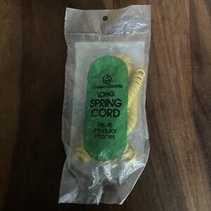 New Western Electric Long Spring Headset Phone Cord Yellow H4DU Vintage
